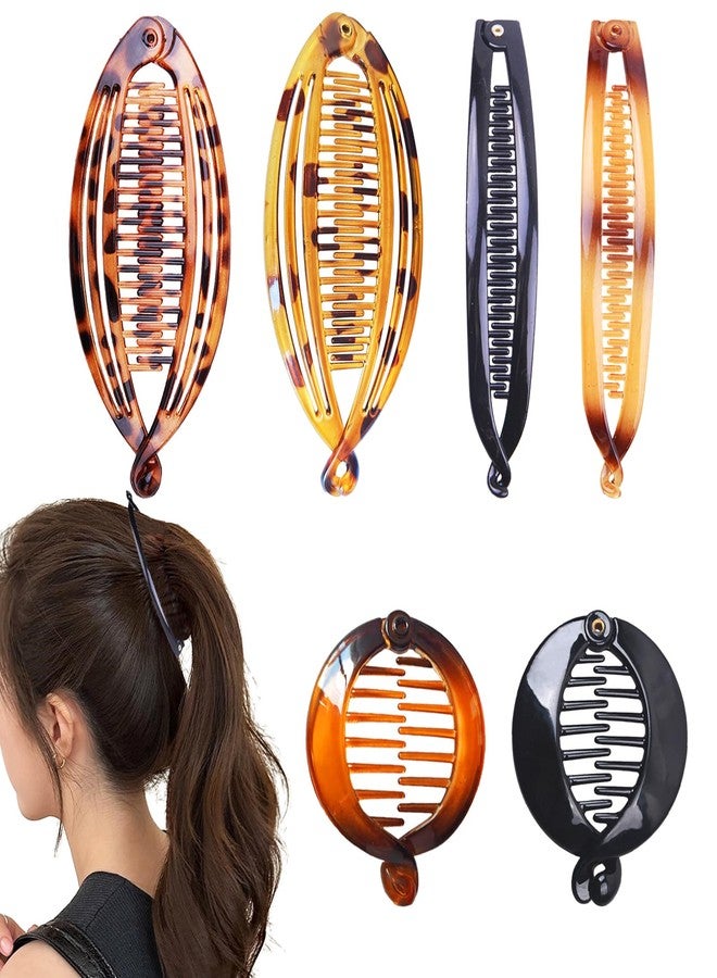 Aaiffey 6 pcs Banana Hair Clips Vintage Classic Hair Comb Clips Fish Shap Ponytail Hair Holder for Women Banana Clips Hair Accessories - Image 1